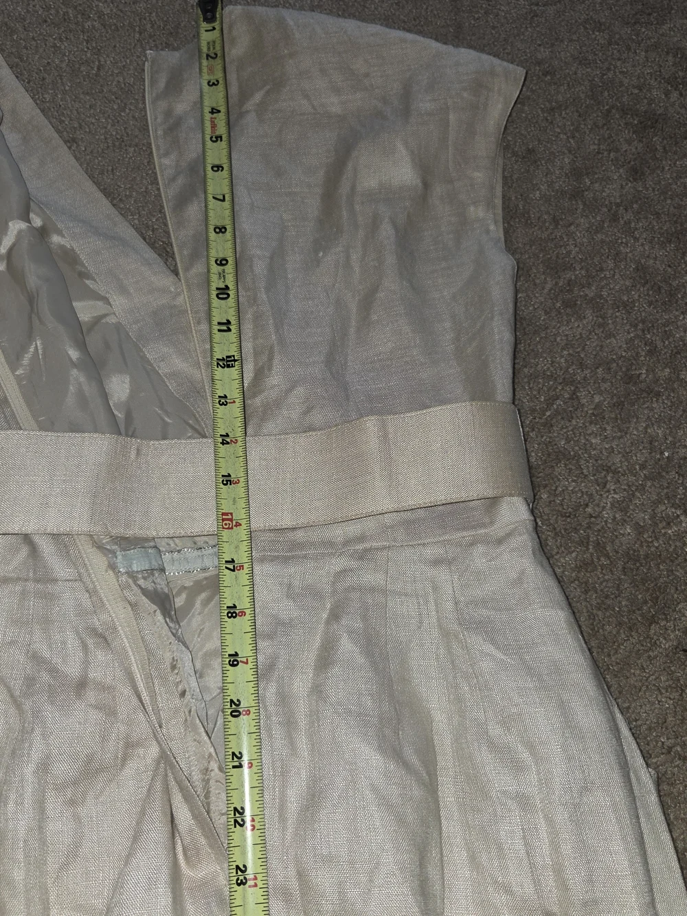 Vintage St. Gillian 100% Linen Wrap Dress Belted Natural Oatmeal Size 8 - Picture 10 of 11